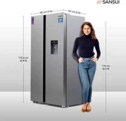 Sansui 544 L Frost Free Side by Side Refrigerator (Silver Steel, 520ISSNS) (OPEN BOX) Sansui 544 L Frost Free Side by Side Refrigerator (Silver Steel, 520ISSNS) (OPEN BOX)